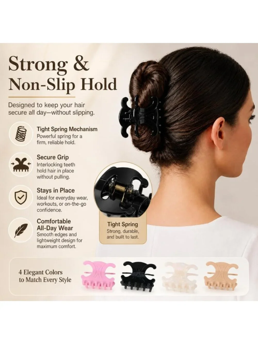 Stylish Non-Slip Acetate Claw Clips for Women - 2.76 Inch Strong Hold Hair